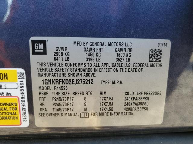 Photo 12 VIN: 1GNKRFKD3EJ275212 - CHEVROLET TRAVERSE L 