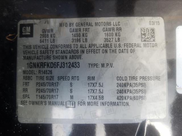 Photo 9 VIN: 1GNKRFKD6FJ312433 - CHEVROLET TRAVERSE L 