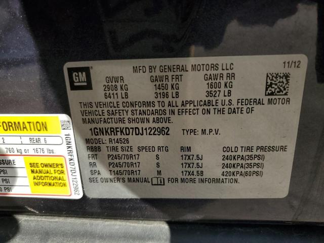 Photo 13 VIN: 1GNKRFKD7DJ122962 - CHEVROLET TRAVERSE L 