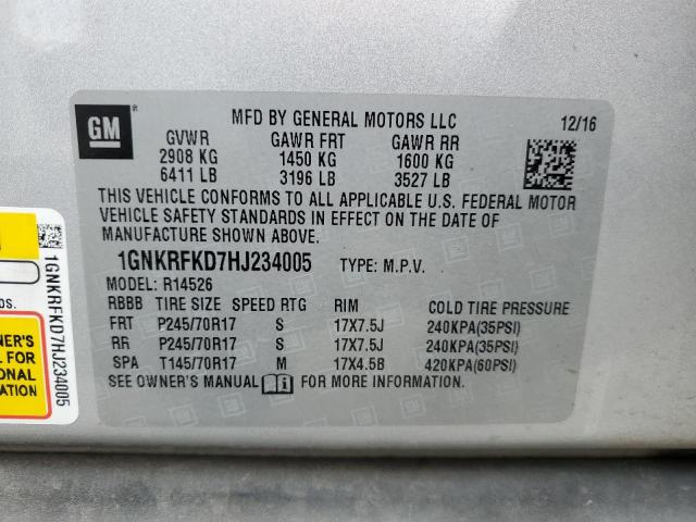 Photo 12 VIN: 1GNKRFKD7HJ234005 - CHEVROLET TRAVERSE 