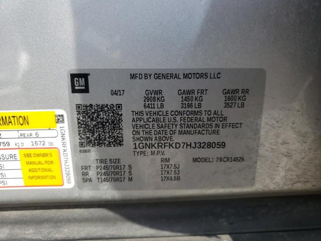 Photo 9 VIN: 1GNKRFKD7HJ328059 - CHEVROLET TRAVERSE L 