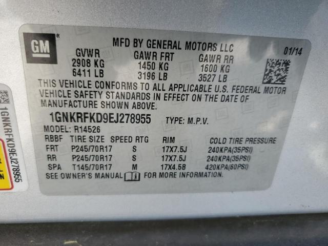 Photo 12 VIN: 1GNKRFKD9EJ278955 - CHEVROLET TRAVERSE 