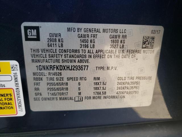 Photo 13 VIN: 1GNKRFKDXHJ293677 - CHEVROLET TRAVERSE L 