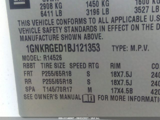 Photo 8 VIN: 1GNKRGED1BJ121353 - CHEVROLET TRAVERSE 