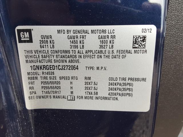 Photo 9 VIN: 1GNKRGED1CJ272064 - CHEVROLET TRAVERSE L 