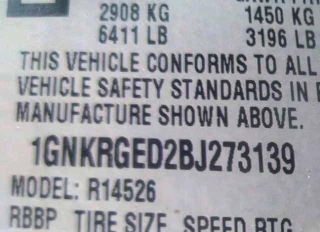 Photo 8 VIN: 1GNKRGED2BJ273139 - CHEVROLET TRAVERSE 