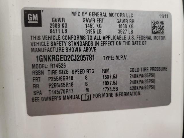 Photo 12 VIN: 1GNKRGED2CJ205781 - CHEVROLET TRAVERSE L 