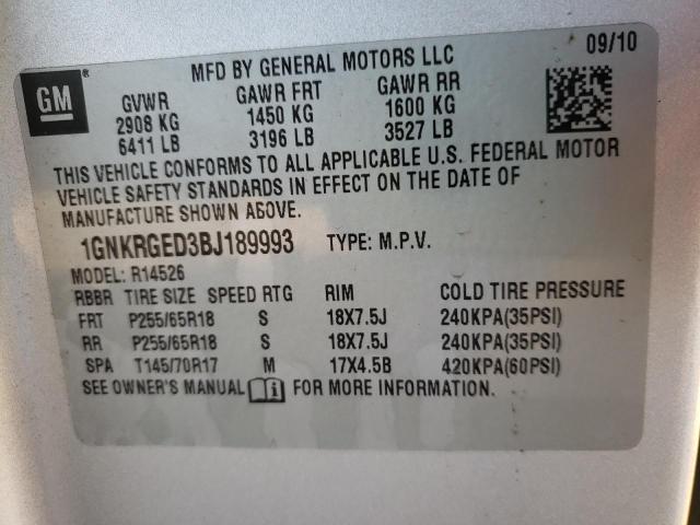 Photo 9 VIN: 1GNKRGED3BJ189993 - CHEVROLET TRAVERSE L 