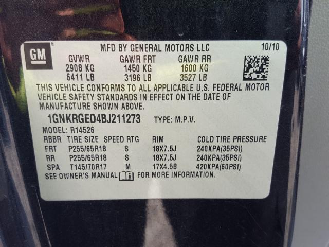 Photo 9 VIN: 1GNKRGED4BJ211273 - CHEVROLET TRAVERSE L 