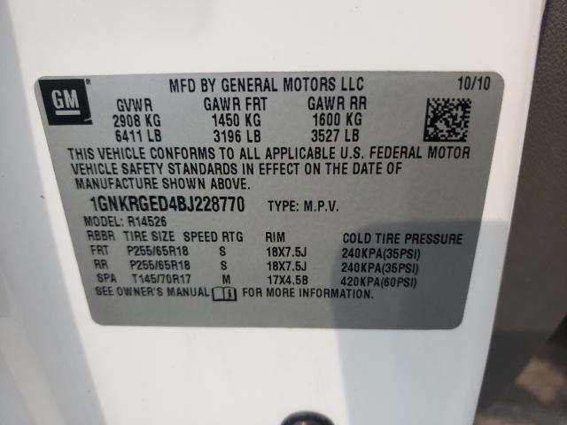 Photo 9 VIN: 1GNKRGED4BJ228770 - CHEVROLET TRAVERSE L 