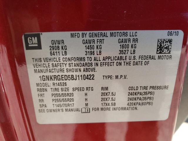 Photo 9 VIN: 1GNKRGED5BJ110422 - CHEVROLET TRAVERSE L 