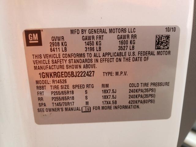 Photo 9 VIN: 1GNKRGED5BJ222427 - CHEVROLET TRAVERSE L 