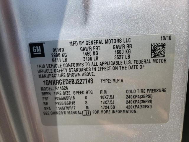 Photo 9 VIN: 1GNKRGED6BJ227748 - CHEVROLET TRAVERSE L 