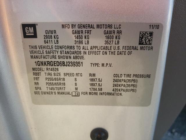 Photo 12 VIN: 1GNKRGED6BJ239351 - CHEVROLET TRAVERSE L 