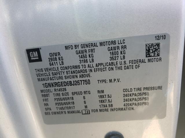 Photo 9 VIN: 1GNKRGED6BJ267750 - CHEVROLET TRAVERSE L 