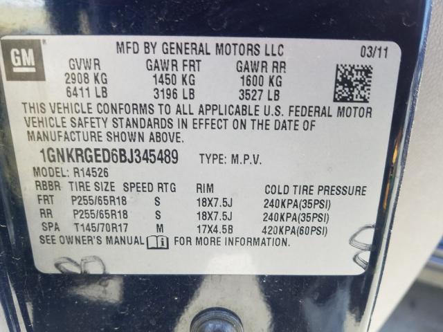 Photo 9 VIN: 1GNKRGED6BJ345489 - CHEVROLET TRAVERSE L 