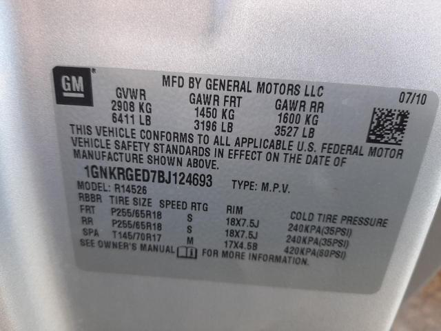 Photo 9 VIN: 1GNKRGED7BJ124693 - CHEVROLET TRAVERSE L 