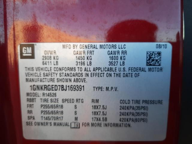 Photo 9 VIN: 1GNKRGED7BJ169391 - CHEVROLET TRAVERSE L 