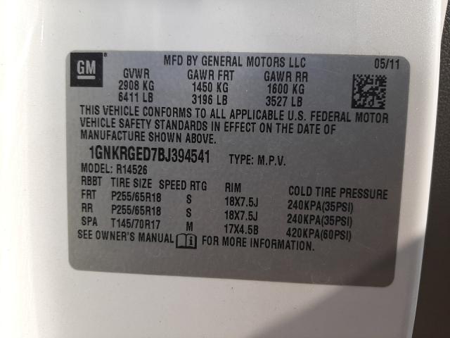 Photo 9 VIN: 1GNKRGED7BJ394541 - CHEVROLET TRAVERSE 