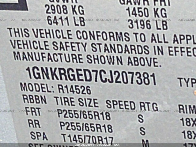 Photo 8 VIN: 1GNKRGED7CJ207381 - CHEVROLET TRAVERSE 