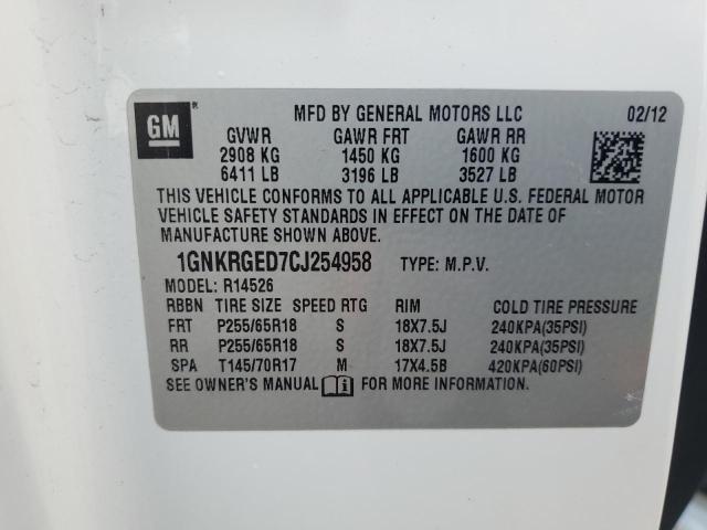 Photo 12 VIN: 1GNKRGED7CJ254958 - CHEVROLET TRAVERSE L 