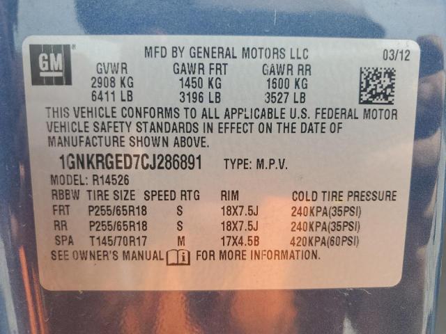 Photo 13 VIN: 1GNKRGED7CJ286891 - CHEVROLET TRAVERSE L 