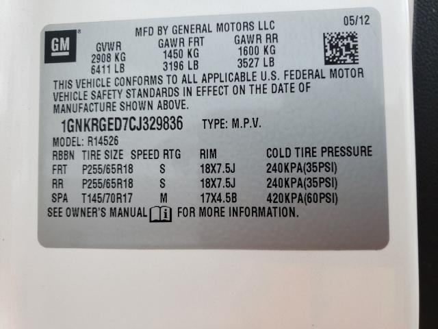 Photo 9 VIN: 1GNKRGED7CJ329836 - CHEVROLET TRAVERSE L 