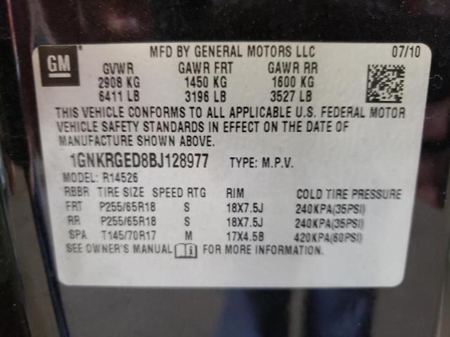 Photo 12 VIN: 1GNKRGED8BJ128977 - CHEVROLET TRAVERSE 