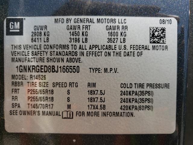 Photo 9 VIN: 1GNKRGED8BJ166550 - CHEVROLET TRAVERSE L 