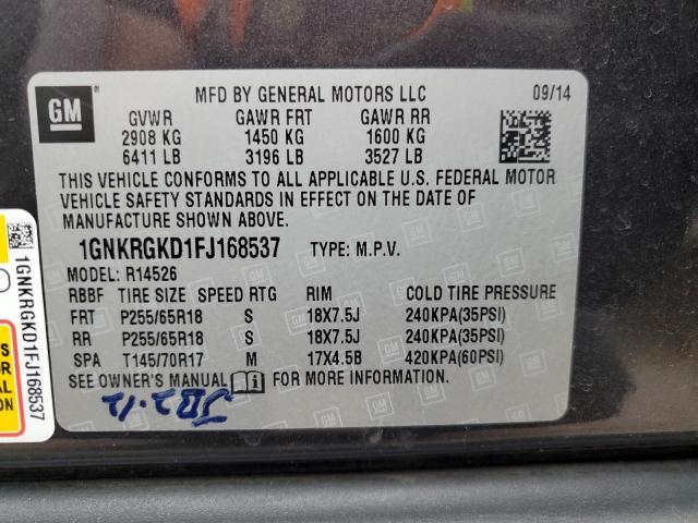 Photo 12 VIN: 1GNKRGKD1FJ168537 - CHEVROLET TRAVERSE 