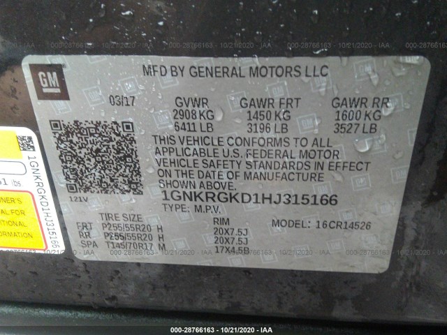 Photo 8 VIN: 1GNKRGKD1HJ315166 - CHEVROLET TRAVERSE 