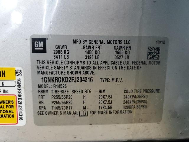 Photo 12 VIN: 1GNKRGKD2FJ204316 - CHEVROLET TRAVERSE 