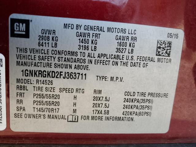 Photo 12 VIN: 1GNKRGKD2FJ363711 - CHEVROLET TRAVERSE L 