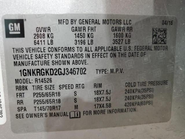 Photo 12 VIN: 1GNKRGKD2GJ346702 - CHEVROLET TRAVERSE 