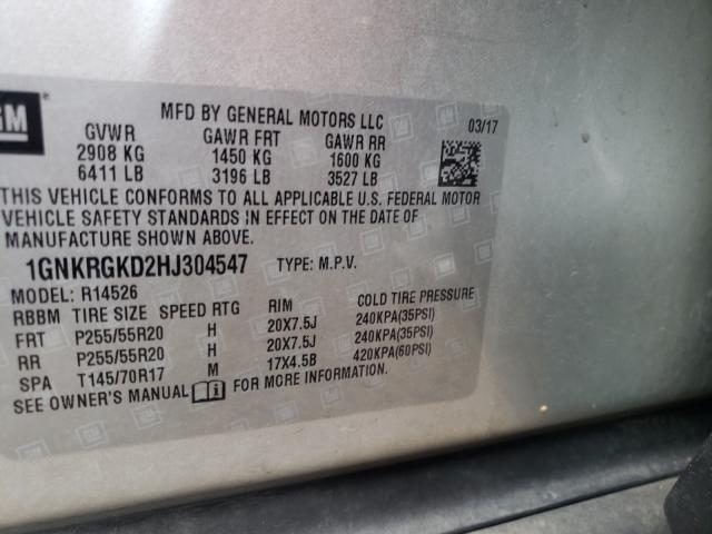 Photo 9 VIN: 1GNKRGKD2HJ304547 - CHEVROLET TRAVERSE L 