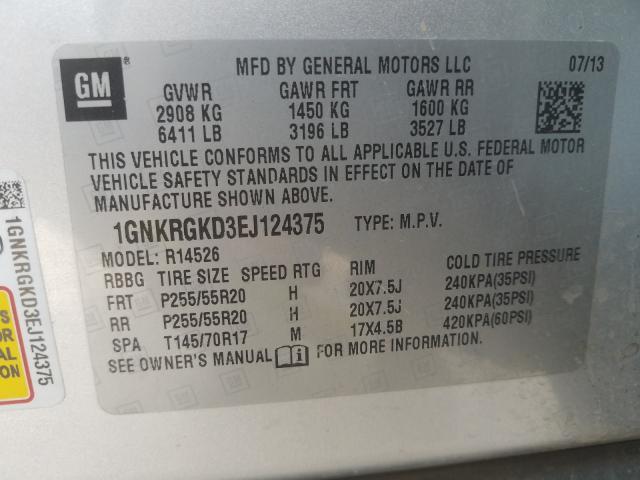 Photo 9 VIN: 1GNKRGKD3EJ124375 - CHEVROLET TRAVERSE L 