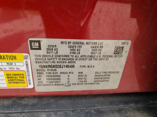 Photo 9 VIN: 1GNKRGKD3EJ148496 - CHEVROLET TRAVERSE L 