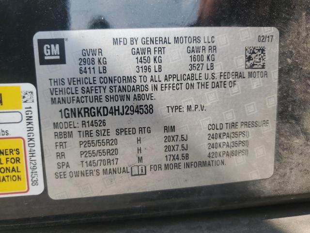 Photo 12 VIN: 1GNKRGKD4HJ294538 - CHEVROLET TRAVERSE L 