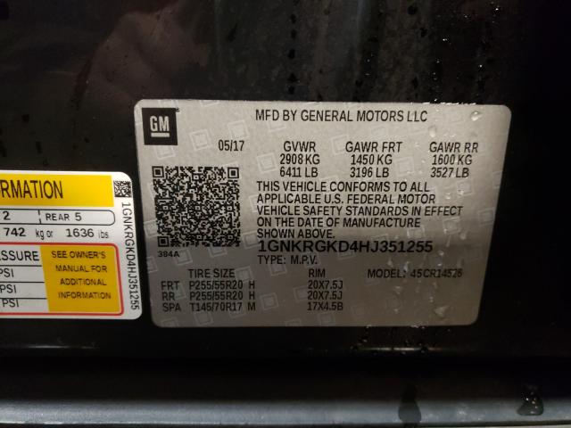 Photo 9 VIN: 1GNKRGKD4HJ351255 - CHEVROLET TRAVERSE L 