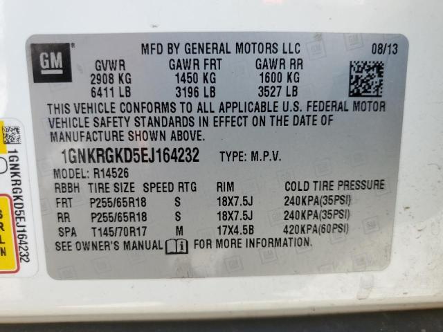 Photo 12 VIN: 1GNKRGKD5EJ164232 - CHEVROLET TRAVERSE 