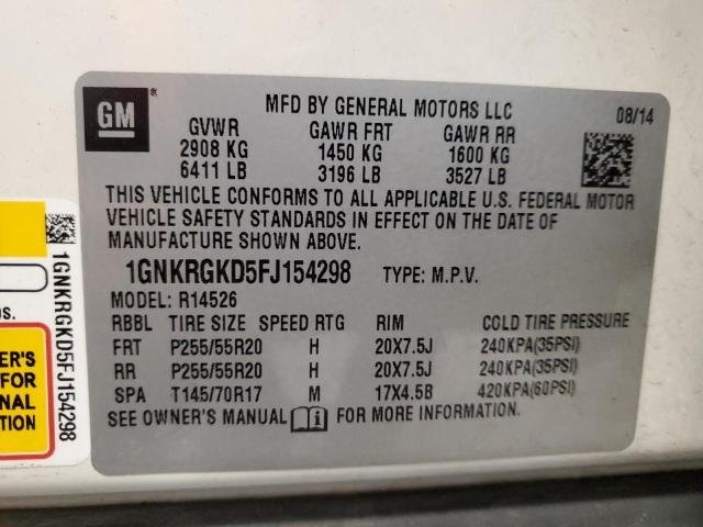 Photo 12 VIN: 1GNKRGKD5FJ154298 - CHEVROLET TRAVERSE 