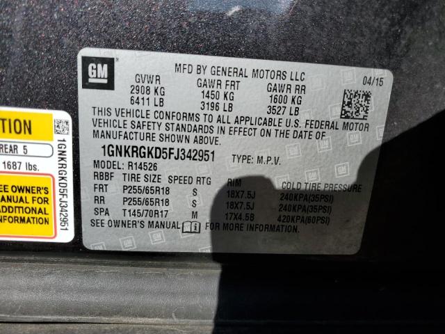 Photo 12 VIN: 1GNKRGKD5FJ342951 - CHEVROLET TRAVERSE L 