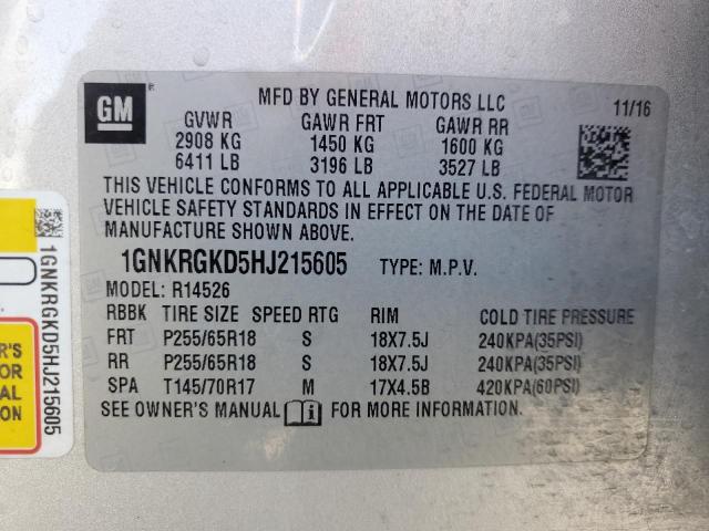 Photo 12 VIN: 1GNKRGKD5HJ215605 - CHEVROLET TRAVERSE L 