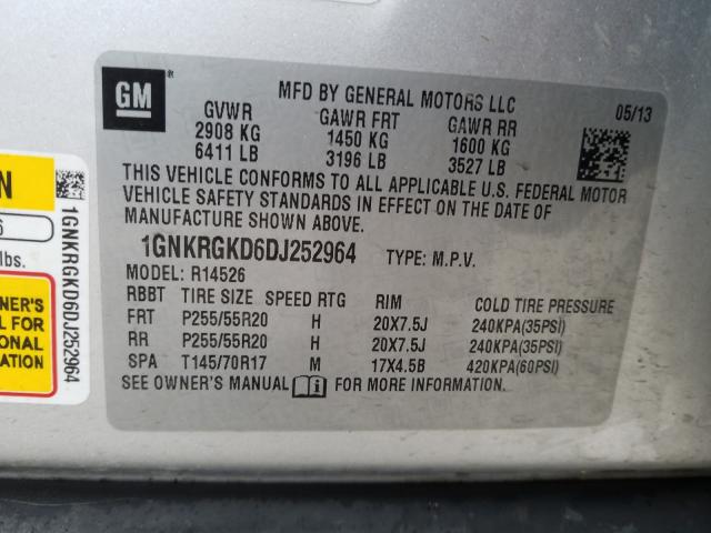 Photo 9 VIN: 1GNKRGKD6DJ252964 - CHEVROLET TRAVERSE L 