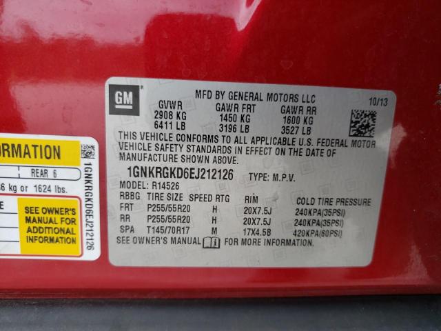 Photo 9 VIN: 1GNKRGKD6EJ212126 - CHEVROLET TRAVERSE L 