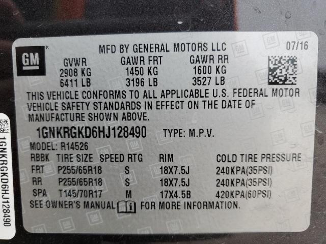 Photo 11 VIN: 1GNKRGKD6HJ128490 - CHEVROLET TRAVERSE 