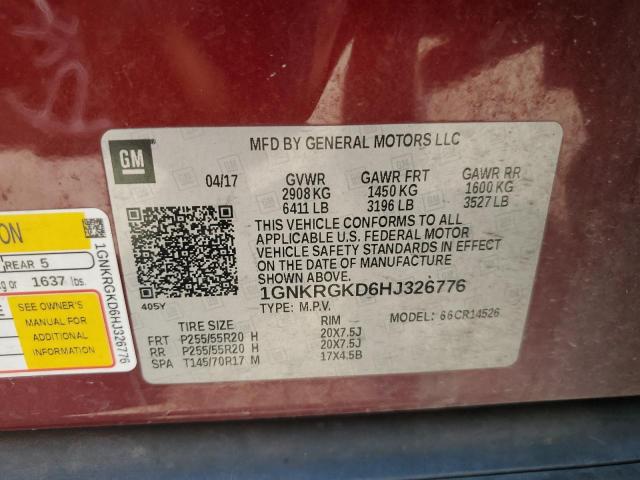 Photo 12 VIN: 1GNKRGKD6HJ326776 - CHEVROLET TRAVERSE L 