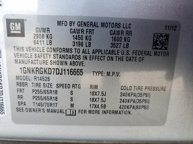 Photo 12 VIN: 1GNKRGKD7DJ116665 - CHEVROLET TRAVERSE L 