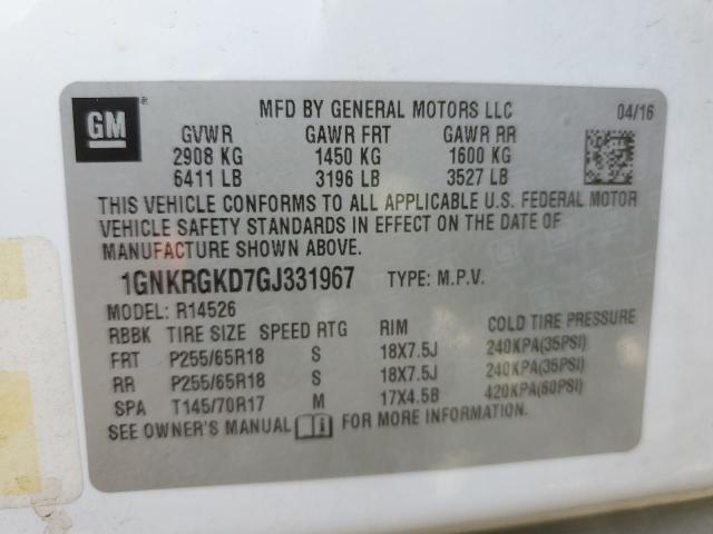 Photo 13 VIN: 1GNKRGKD7GJ331967 - CHEVROLET TRAVERSE L 