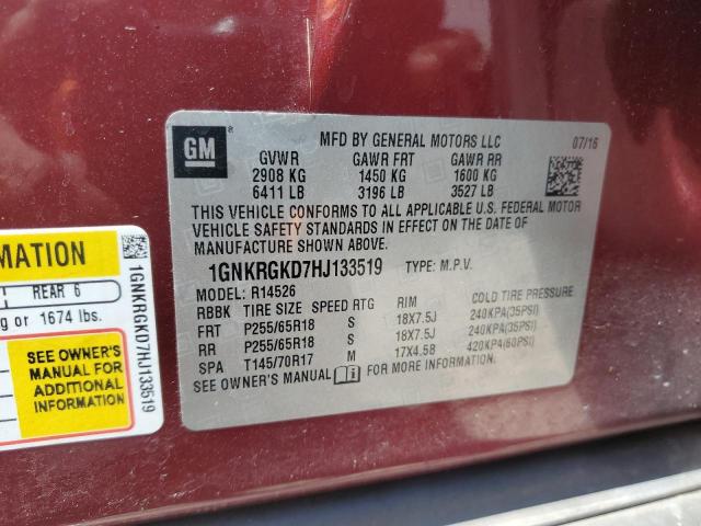 Photo 13 VIN: 1GNKRGKD7HJ133519 - CHEVROLET TRAVERSE 